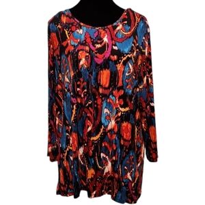 Investments - Abstract artsy Multi-colored 3/4 sleeve blouse 1X